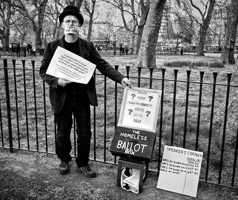 Speakers Corner Protester.jpg - Mercury Exhibition Print